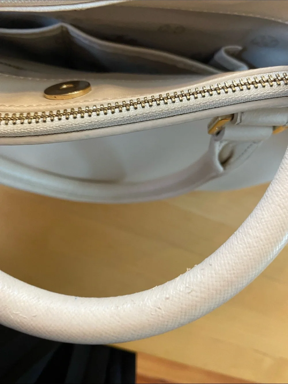 Tory Burch Ivory Leather Tote/Crossbody with Detachable Strap